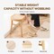 Beige Plastic Rattan Bench with Solid Wood and Oak Legs, Non-Slip Pads